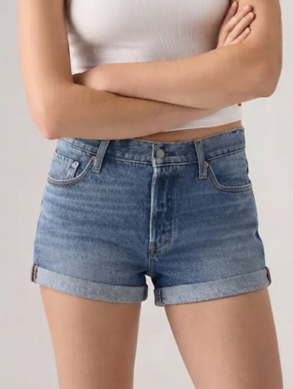 Sz 27 Levi's Blue White Oak Cone Denim Rolled Shorts